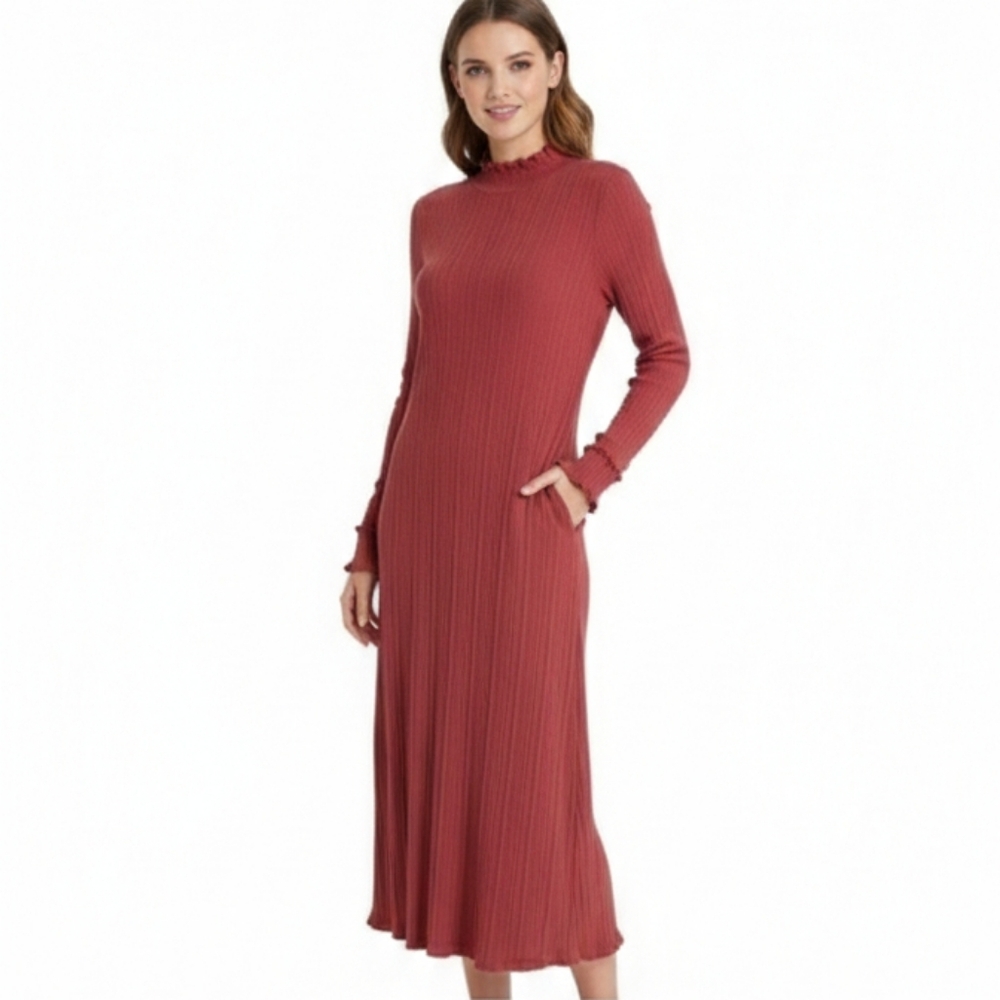 NEW CHENAULT rib dress Mockneck Sweater Dress Large